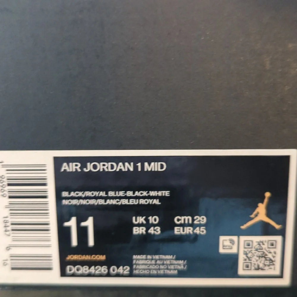 Jordan 1 Mid Black Royal Blue Size 11 - Picture 6 of 6